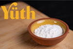 Raw powder of Yüth® nature-identical spermidine powder, a low-dose ingredient for healthy aging and longevity nutrition formulas